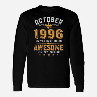 25Th Birthday Gift 25 Years Old Awesome Since October 1996 Unisex Long Sleeve | Crazezy