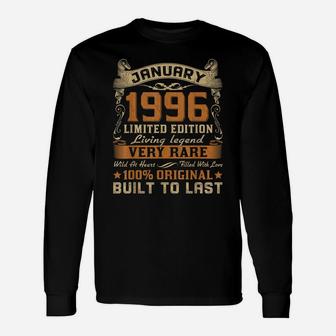 25Th Birthday Gift 25 Years Old Retro Vintage January 1996 Unisex Long Sleeve | Crazezy