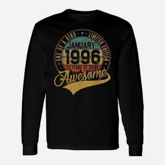 25Th Birthday Gift Retro January 1996 25 Yrs Old 25Th Bday Unisex Long Sleeve | Crazezy