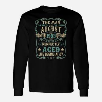 27Th Birthday Gift The Man Myth Legend Born In August 1993 Unisex Long Sleeve | Crazezy