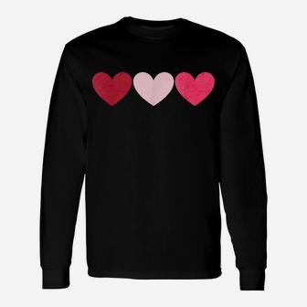 3 Hearts Cool Vintage Retro Valentines Day Gift Women Men Unisex Long Sleeve | Crazezy CA