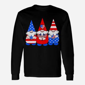 3 Patriotic Gnomes American Flag Red White Blue Usa Unisex Long Sleeve | Crazezy CA