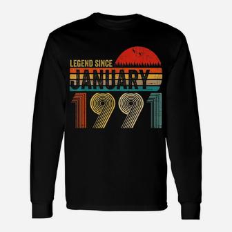 30 Years Old Retro Birthday Gift Legend Since January 1991 Unisex Long Sleeve | Crazezy DE