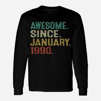 32 Years Old Awesome Since January 1990 32Nd Birthday Gift Unisex Long Sleeve | Crazezy DE