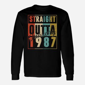 34 Years Old Retro Birthday Gift Straight Outta January 1987 Unisex Long Sleeve | Crazezy