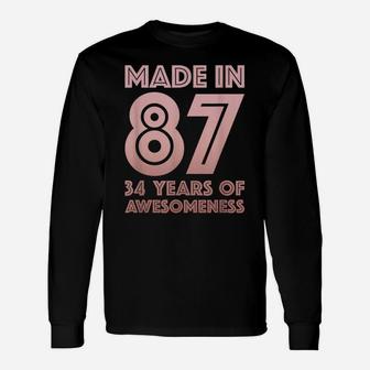 34Th Birthday Gifts Man Woman 34 Year Old Son Daughter 1987 Unisex Long Sleeve | Crazezy