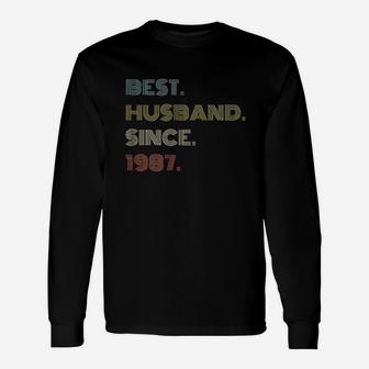 34Th Wedding Anniversary Gift Best Husband Since 1987 Unisex Long Sleeve | Crazezy