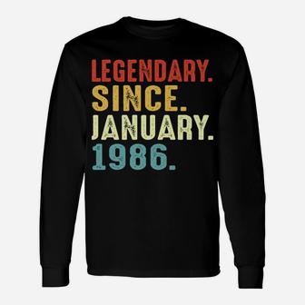 35 Years Old Birthday Gift Legendary Since January 1986 Unisex Long Sleeve | Crazezy