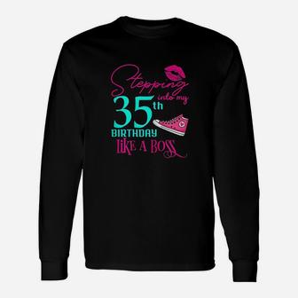 35Th Birthday Like A Boss Funny Step Pink Unisex Long Sleeve | Crazezy