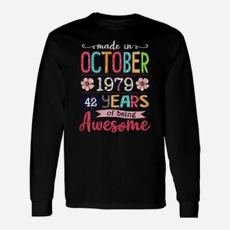 42 Years Old Floral Awesome Since October 1979 42Nd Birthday Unisex Long Sleeve | Crazezy UK