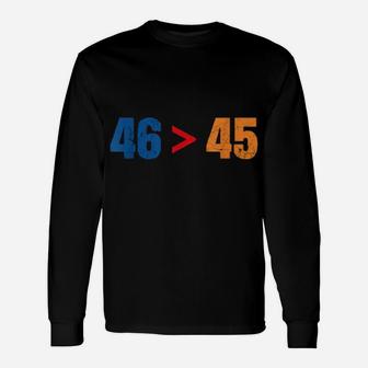 46 Is Greater Than 45 Distressed Long Sleeve T-Shirt - Monsterry CA