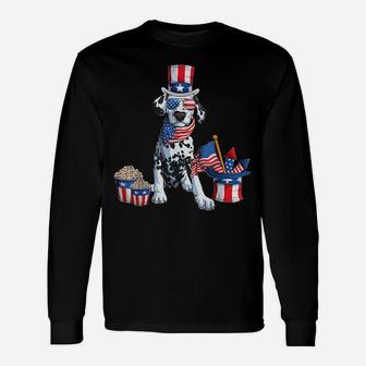 4Th Of July Dalmatian Dad American Sunglasses Dog Puppy Usa Unisex Long Sleeve | Crazezy