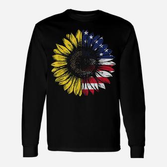 4Th Of July Half Sunflower Half American Flag Flower Lover Unisex Long Sleeve | Crazezy AU