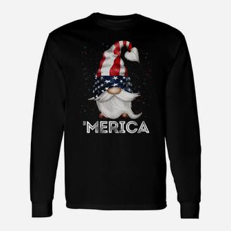4Th Of July Patriotic Gnome American Flag Colored Gnome Unisex Long Sleeve | Crazezy DE