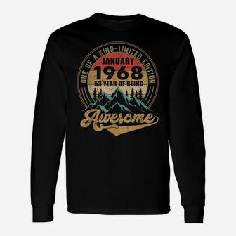 53Rd Birthday Gift 53 Years Old Retro Vintage January 1968 Unisex Long Sleeve | Crazezy
