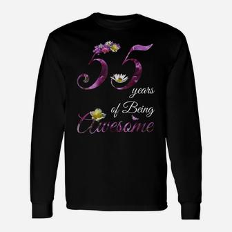 55 Year Old Shirt Awesome Floral 1964 55Th Birthday Gift Unisex Long Sleeve | Crazezy
