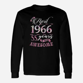 55Th Birthday Floral Born In April 1966 Unisex Long Sleeve | Crazezy