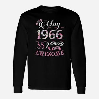 55Th Birthday Floral Born In May 1966 Unisex Long Sleeve | Crazezy