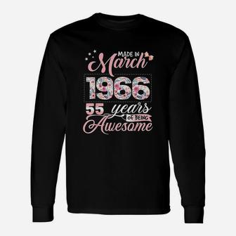 55Th Birthday Floral Gift Born In March 1966 Unisex Long Sleeve | Crazezy