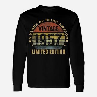 65 Year Old Awesome Gifts Vintage 1957 Retro 65Th Birthday Unisex Long Sleeve | Crazezy CA