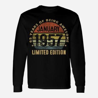 65Th Birthday Gift Men Vintage January 1957 65 Years Old Unisex Long Sleeve | Crazezy DE