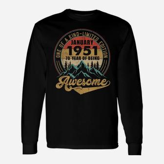 70Th Birthday Gift 70 Years Old Retro Vintage January 1951 Unisex Long Sleeve | Crazezy