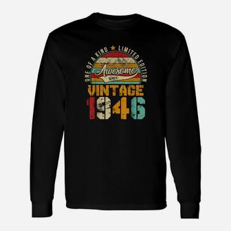 75Th Birthday Distressed Vintage 1946 Retro 75 Years Old Long Sleeve T-Shirt - Monsterry