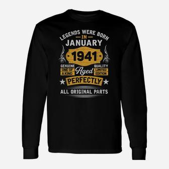 80Th Birthday Gift Legends Born In January 1941 80 Yrs Old Unisex Long Sleeve | Crazezy UK