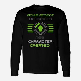 Achivement Daddy Unlocked Gamer Promoted To Dad Father's Day Unisex Long Sleeve | Crazezy