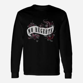 Addams Family No Regerts Tattoo Style Banner Unisex Long Sleeve | Crazezy UK