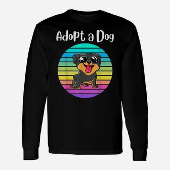 Adopt A Dog Funny Vintage Rainbow Sunset Puppy Pet Rescue Unisex Long Sleeve | Crazezy DE