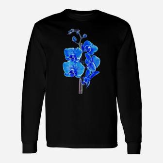 Aesthetic Blue Orchid Flower Shirt Floral Lover Gift Shirt Unisex Long Sleeve | Crazezy UK