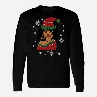 African American Christmas Santa Claus Sweatshirt Unisex Long Sleeve | Crazezy