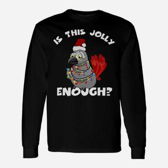 African Grey Parrot Jolly Santa With Lights Unisex Long Sleeve | Crazezy AU