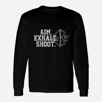 Aim Exhale Shoot Bow Hunting Archer Long Sleeve T-Shirt - Thegiftio UK