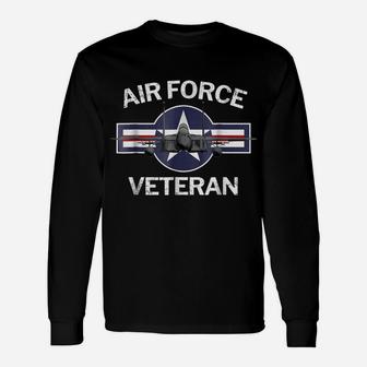 Air Force Veteran With Vintage Roundel And F15 Jet Unisex Long Sleeve | Crazezy