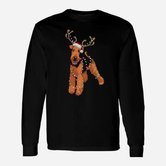 Airedale Xmas Lights Long Sleeve T-Shirt - Monsterry AU