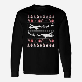 Airplanes Ugly Christmas Sweatshirt Xmas Costume Unisex Long Sleeve | Crazezy CA