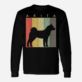 Akita Tshirt - Akita Dog Lover Gift Retro Vintage Style Unisex Long Sleeve | Crazezy