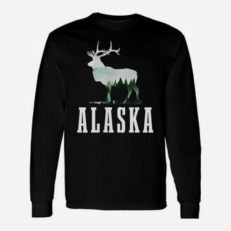 Alaska Elk Moose Outdoor Hiking Hunting Alaskan Nature Unisex Long Sleeve | Crazezy UK