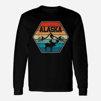 Alaska Usa Mountain Hiking Vintage Retro Gift Unisex Long Sleeve | Crazezy DE