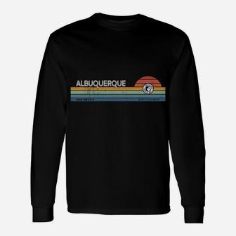 Albuquerque New Mexico Usa America Retro Sunset Rainbow Idea Unisex Long Sleeve | Crazezy
