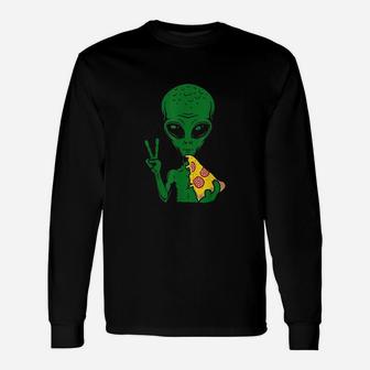 Alien Head Eating Pizza Unisex Long Sleeve | Crazezy