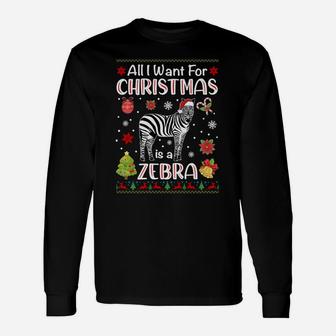 All I Want Is A Zebra For Christmas Ugly Xmas Pajamas Sweatshirt Unisex Long Sleeve | Crazezy UK