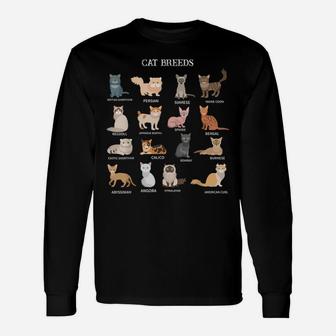 All The Different Types Of Cats Tshirt - Cat Breeds Lovers Unisex Long Sleeve | Crazezy