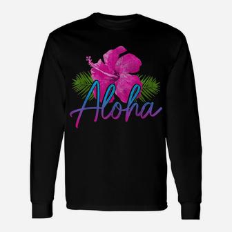Aloha Hawaiian Islands Hawaii Surf Hibiscus Flower Surfer Unisex Long Sleeve | Crazezy UK