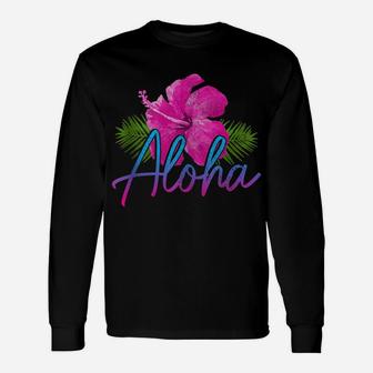Aloha Hawaiian Islands Hawaii Surf Hibiscus Flower Surfer Unisex Long Sleeve | Crazezy