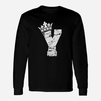 Alphabet Shirt Initial Letter Y And King Queen Crown Tee Long Sleeve T-Shirt - Thegiftio UK