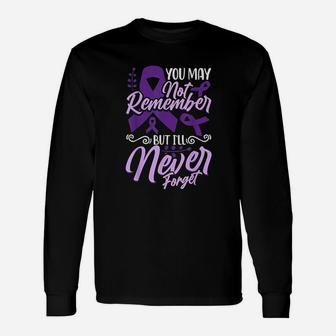 Alzheimers Awareness Purple Ribbon Supporter Long Sleeve T-Shirt - Thegiftio