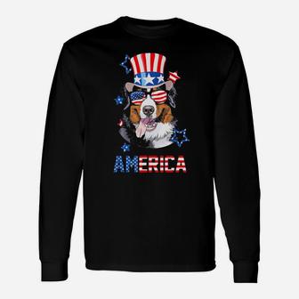 America Bernese Mountain Dog 4Th Of July Long Sleeve T-Shirt - Monsterry UK